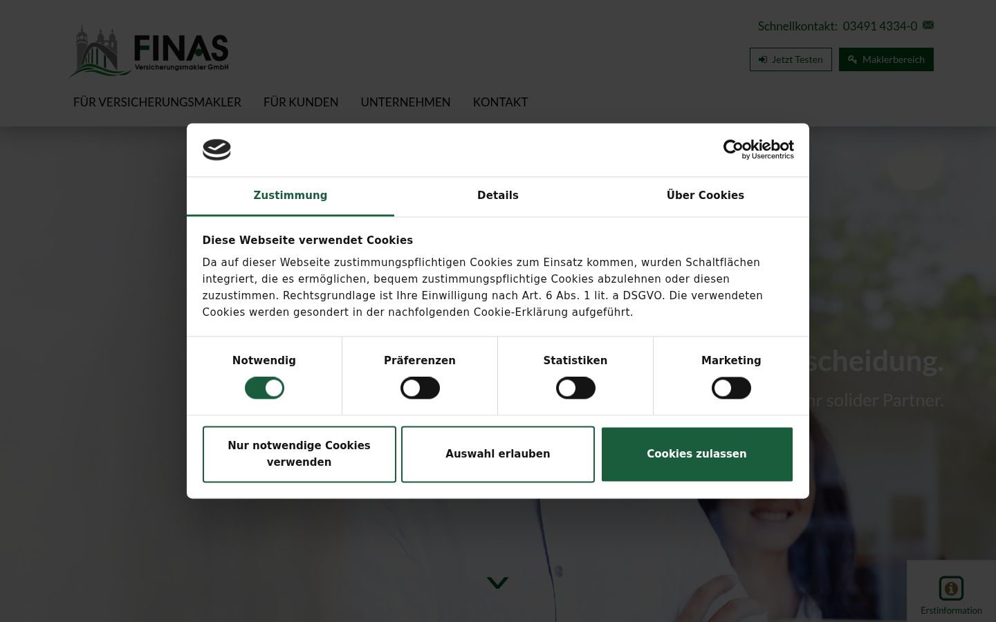 Screenshot tal-banner tal-kunsens muri qabel kwalunkwe interazzjoni