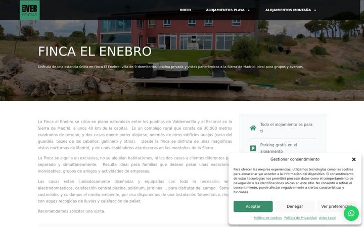 Screenshot of fincaelenebro.com