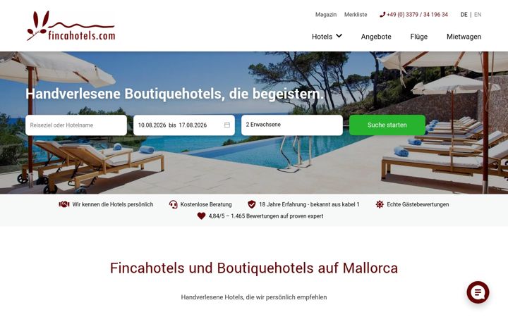 Screenshot of fincahotels.com