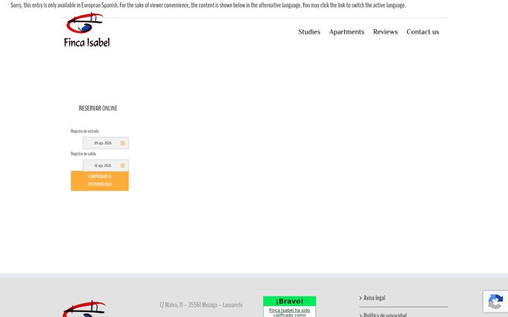 Screenshot of fincaisabel.com