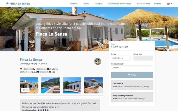 Screenshot of fincalasensa.com