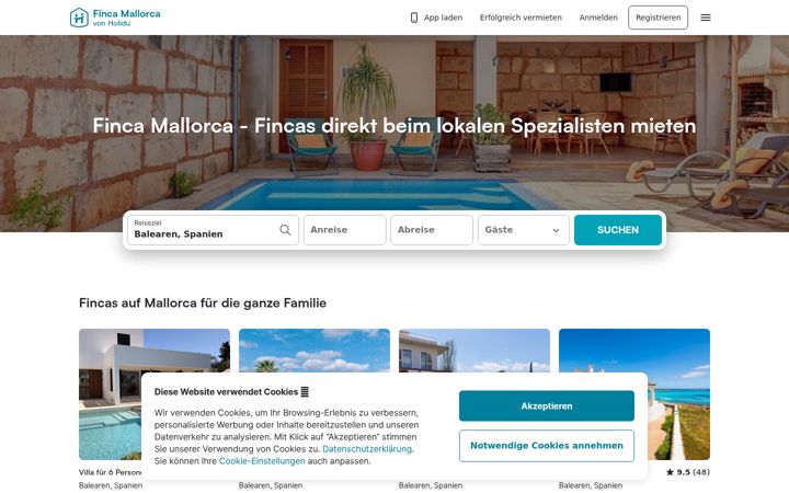 Snimka zaslona za fincamallorca.de
