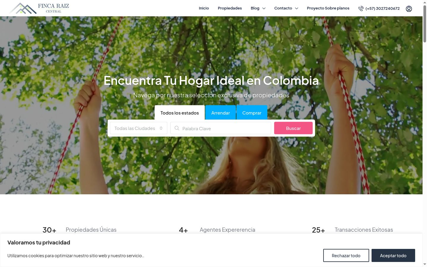 Captura de ecrã do banner de consentimento apresentado antes de qualquer interação