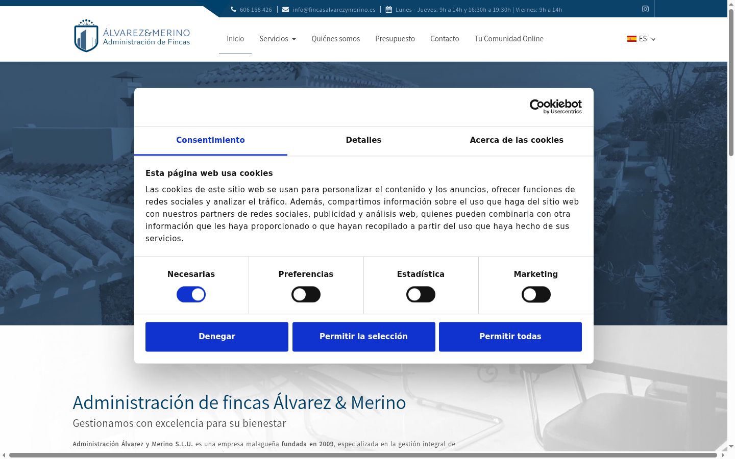 Screenshot of the consent banner shown before any interaction