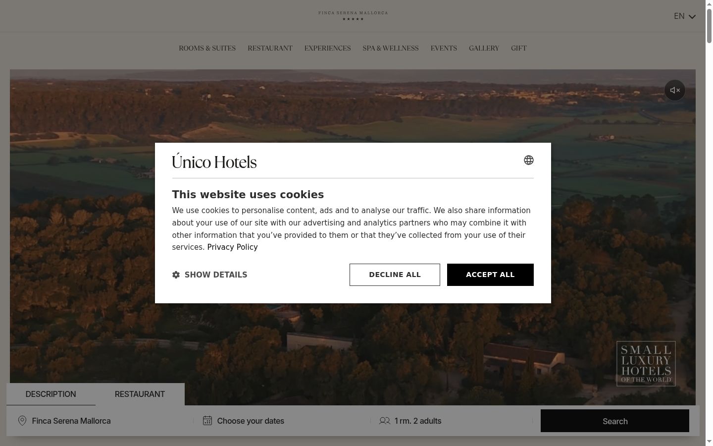 Screenshot of the consent banner shown before any interaction