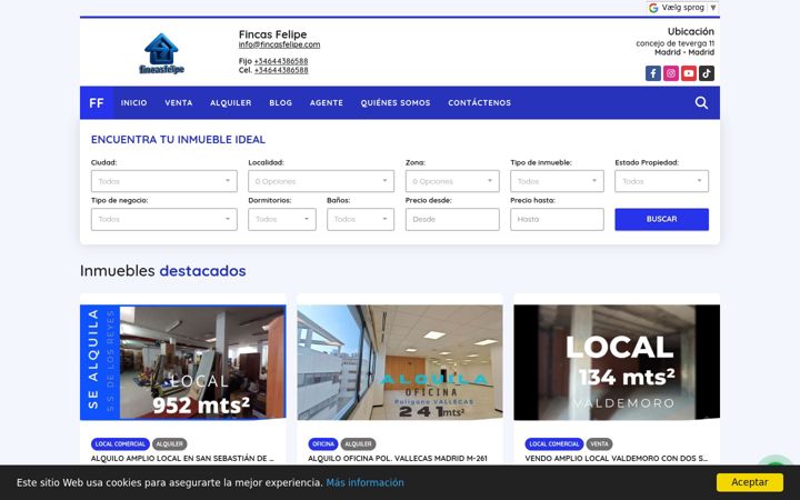 Screenshot of fincasfelipe.com