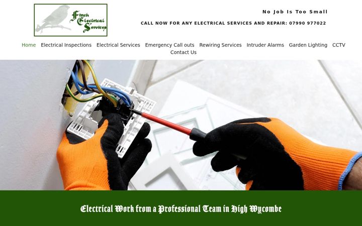 Screenshot of finchelectricalservices.co.uk