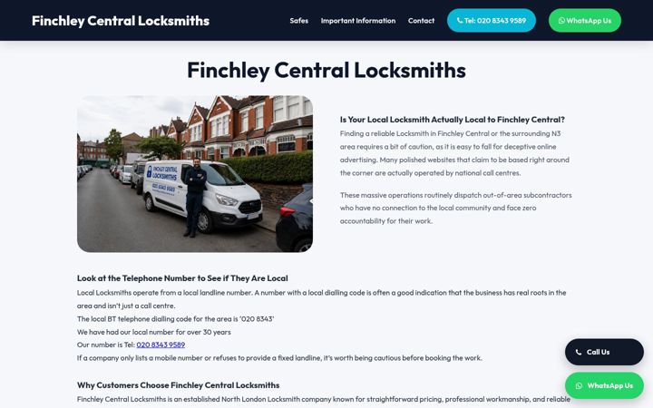 Screenshot of finchleycentrallocksmiths.co.uk
