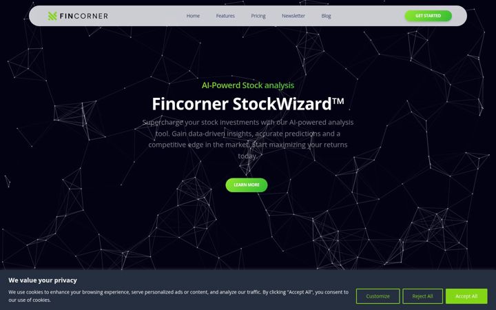 Snímek obrazovky fincorner.ai