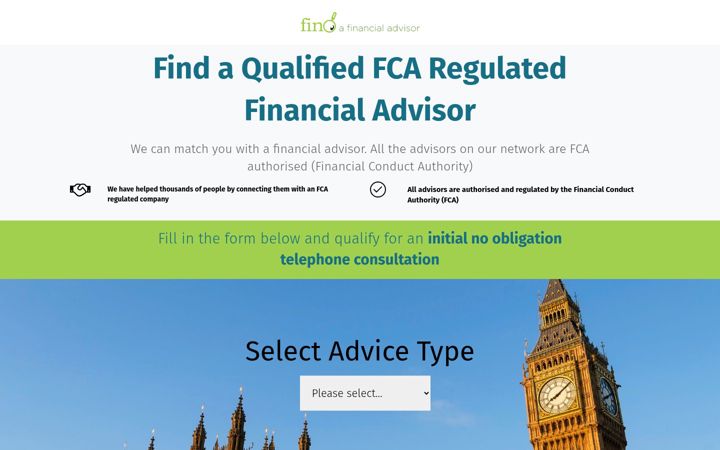 Screenshot of find-a-financial-advisor.co.uk
