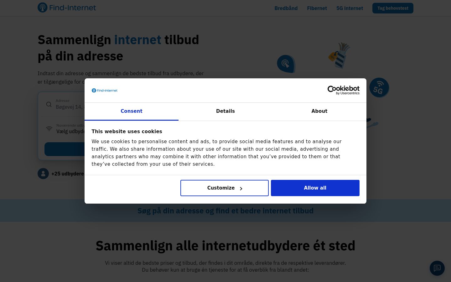 Capture d'écran de la bannière de consentement affichée avant toute interaction