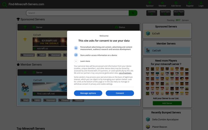Screenshot of find-minecraft-servers.com
