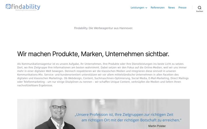 Snimka zaslona za findability.de