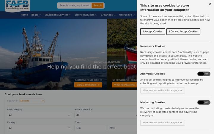 Screenshot of findafishingboat.com