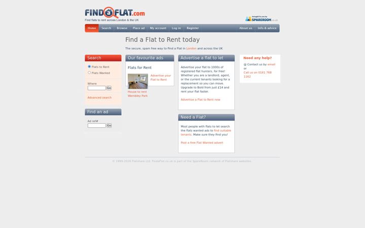Screenshot of findaflat.com