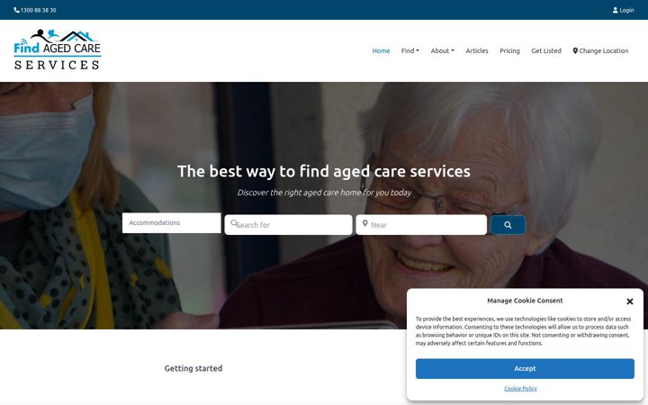 Screenshot of findagedcare.services
