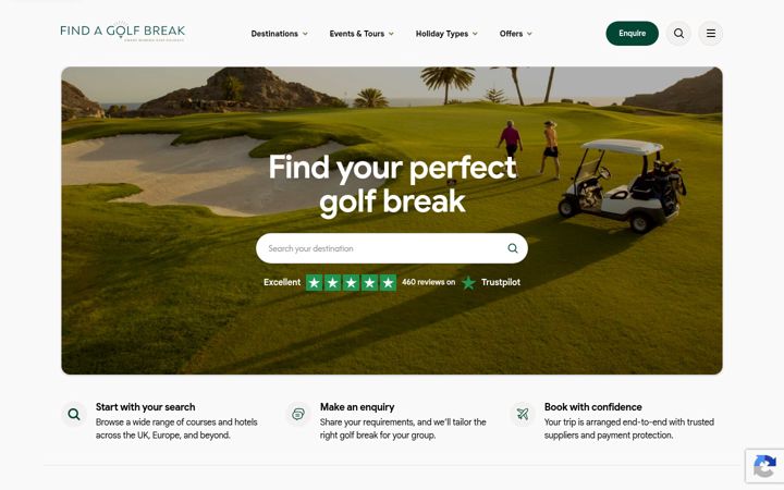 Screenshot of findagolfbreak.com