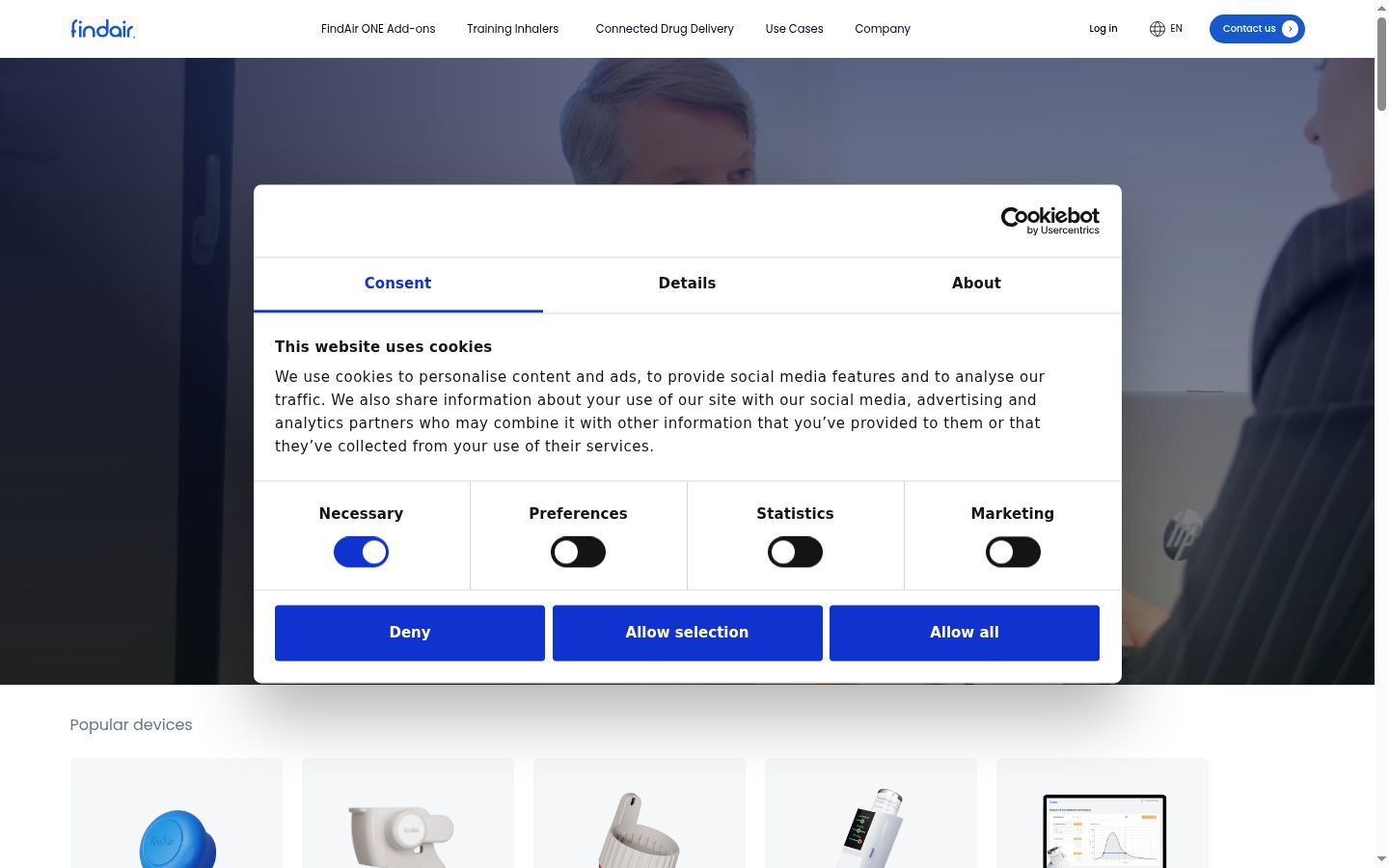 Screenshot del banner di consenso mostrato prima di qualsiasi interazione