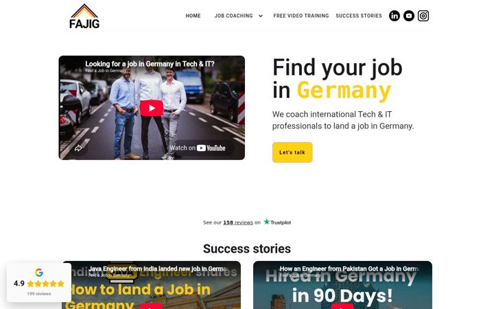 Screenshot of findajobingermany.de