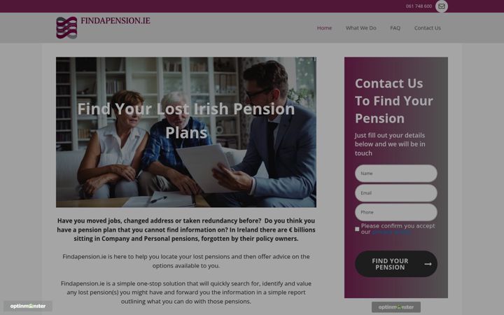 Screenshot of findapension.ie