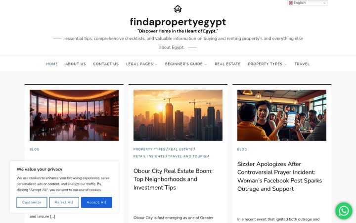 Screenshot of findapropertyegypt.com