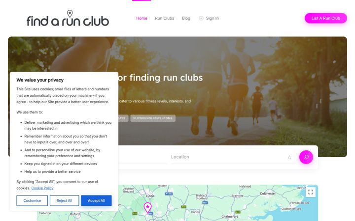 Screenshot of findarunclub.com