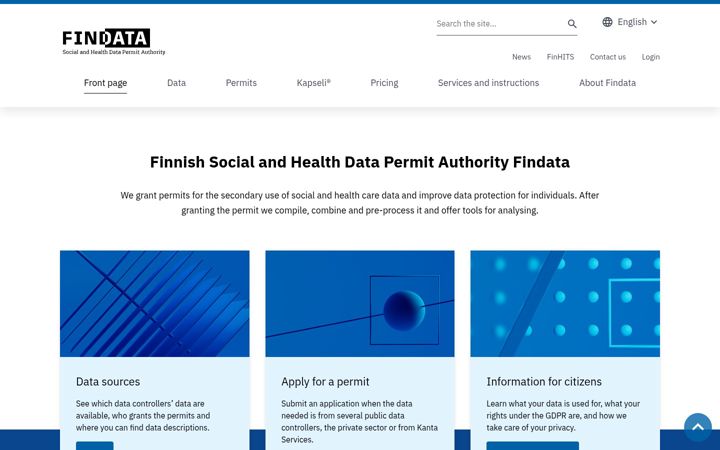 Screenshot of findata.fi
