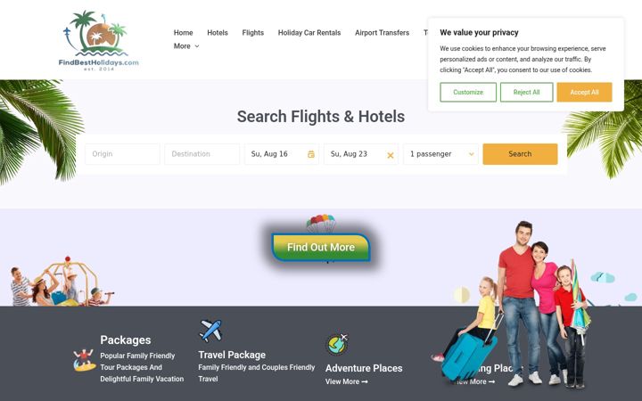 Screenshot of findbestholidays.com