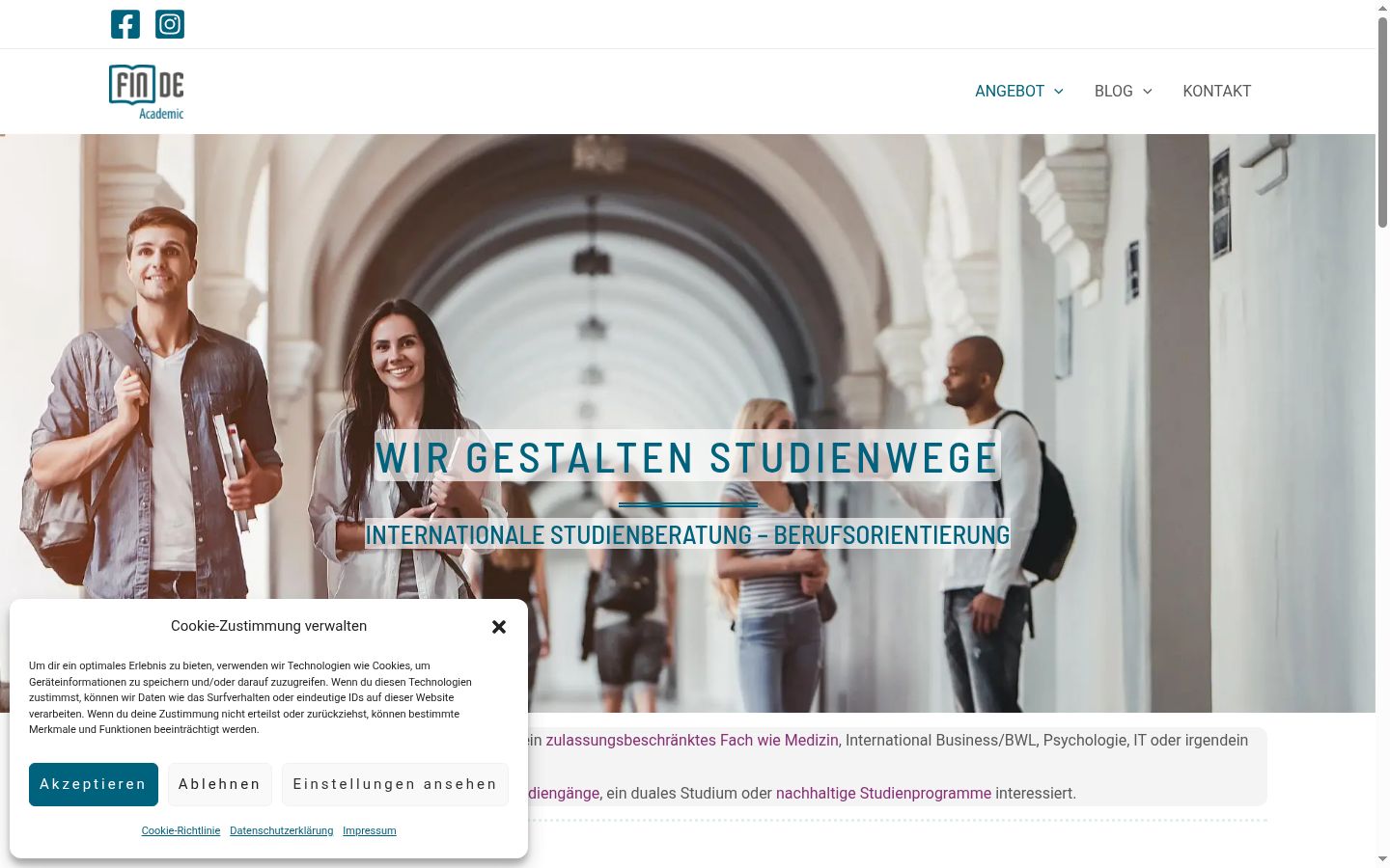 Screenshot des Einwilligungsbanners vor jeglicher Interaktion