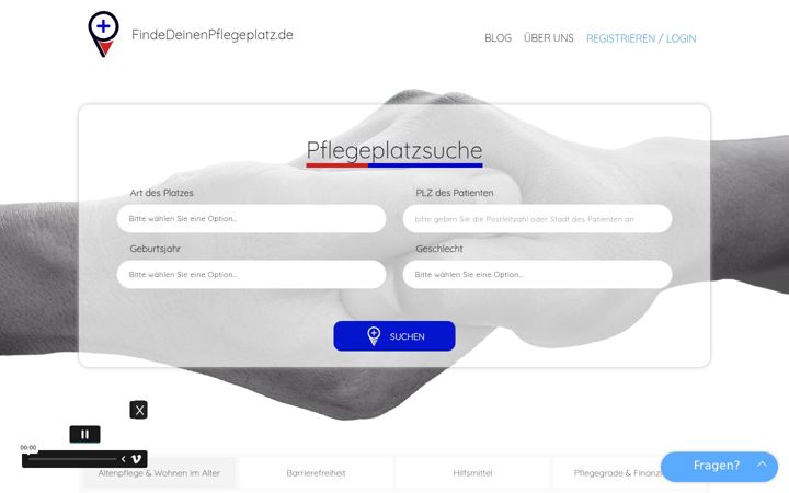 Captura de pantalla de findedeinenpflegeplatz.de