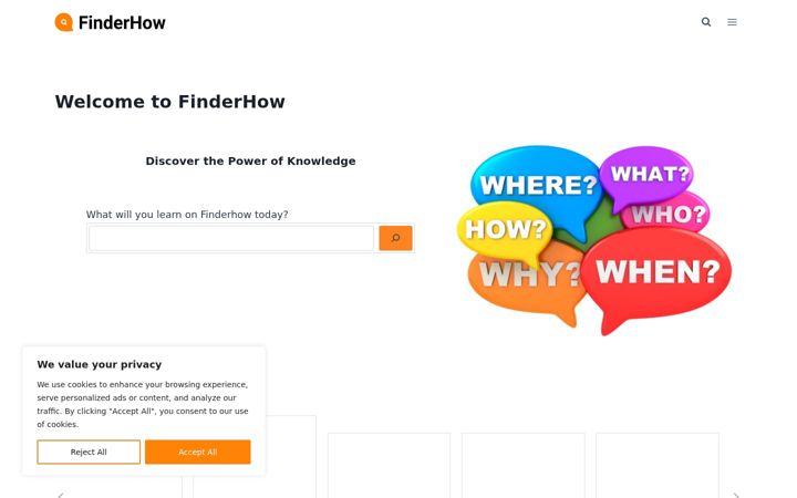 Screenshot of finderhow.com