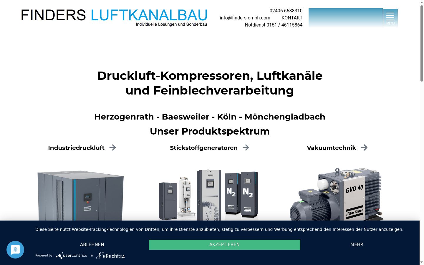 Screenshot des Einwilligungsbanners vor jeglicher Interaktion
