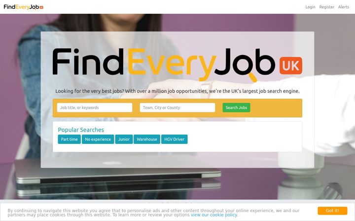 Screenshot of findeveryjob.co.uk