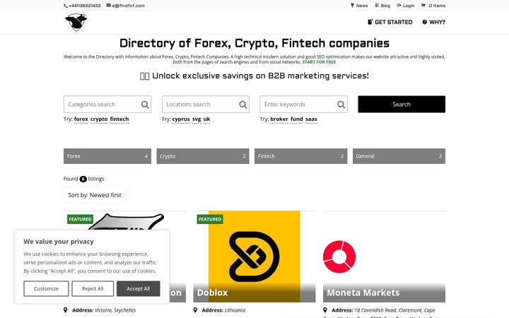 Screenshot of findfcf.com