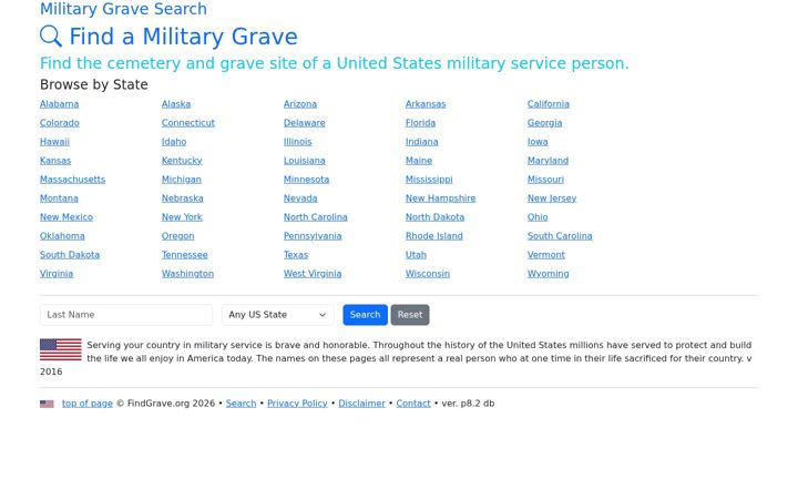 Screenshot of findgrave.org