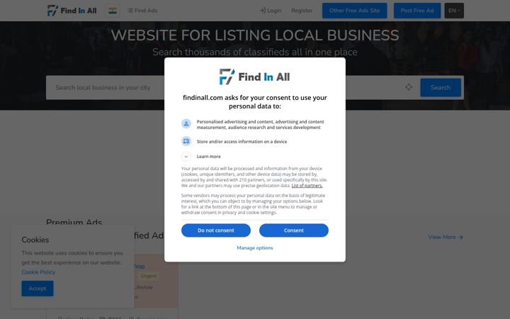 Screenshot of findinall.com