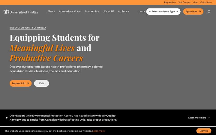 Screenshot of findlay.edu