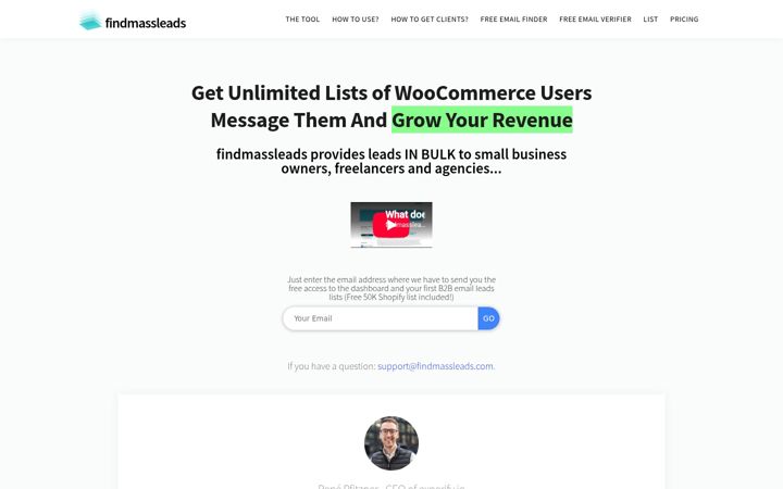 Screenshot of findmassleads.com