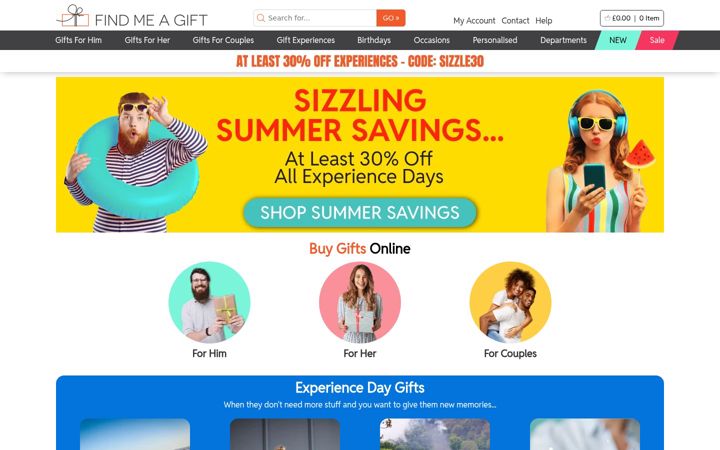 Screenshot of findmeagift.co.uk