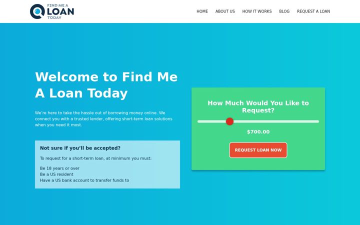 Screenshot of findmealoantoday.com