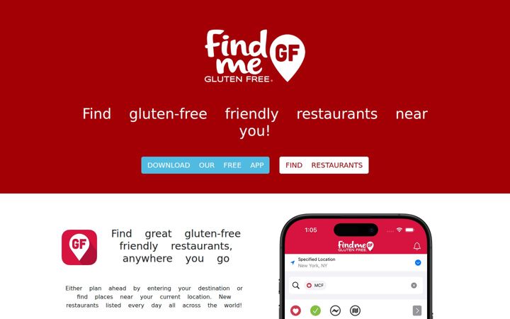 Screenshot of findmeglutenfree.com
