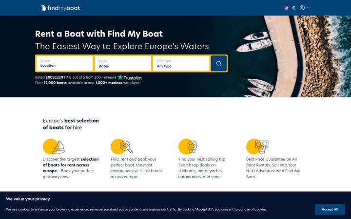 Screenshot of findmyboat.com