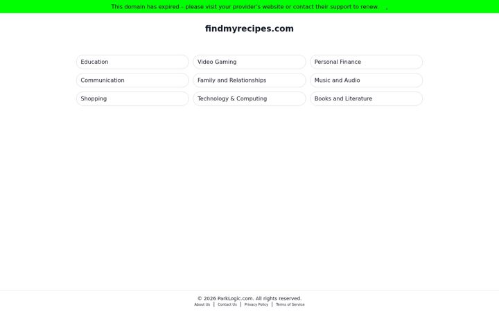 Screenshot of findmyrecipes.com
