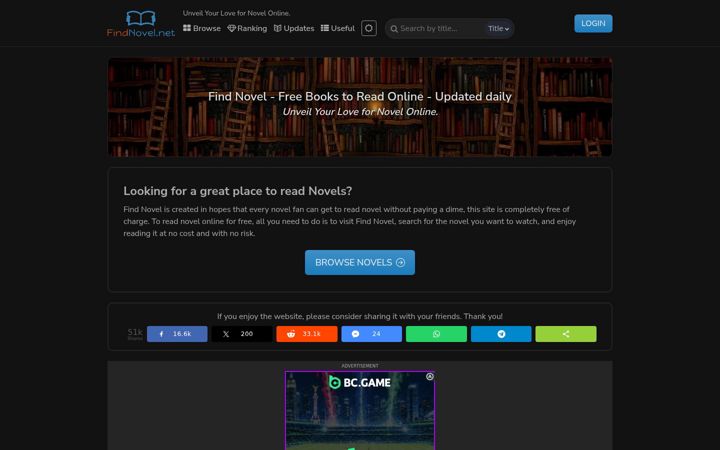 Screenshot ta' findnovel.net