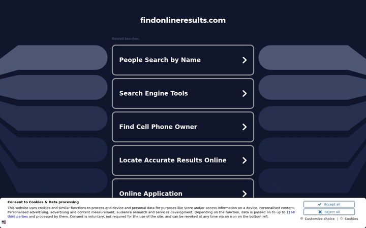 Screenshot of findonlineresults.com