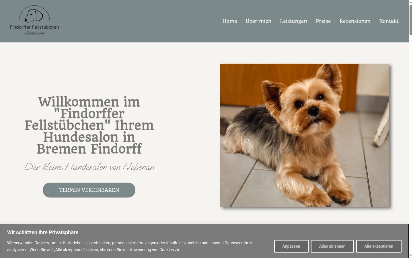 Screenshot des Einwilligungsbanners vor jeglicher Interaktion