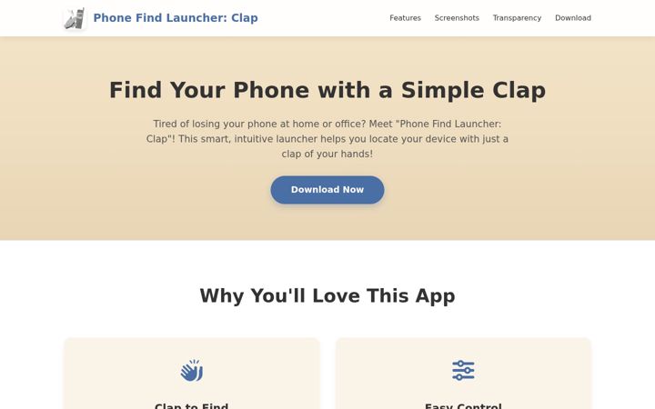 Screenshot of findphoneclap.com