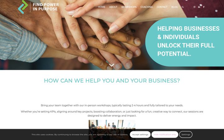 Screenshot ta' findpowerinpurpose.co.uk