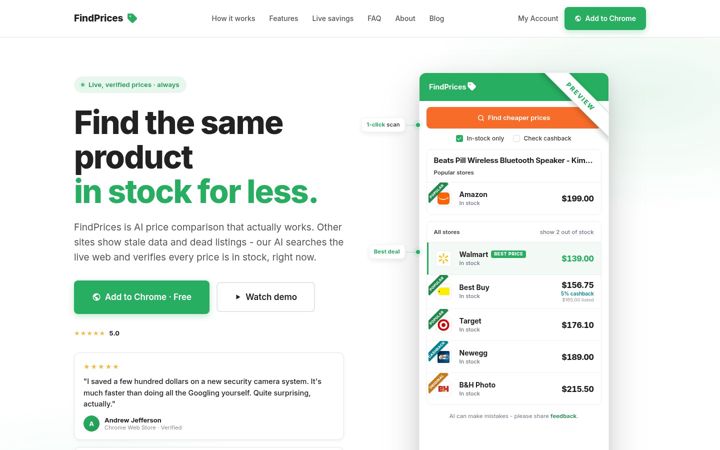 Screenshot of findprices.com