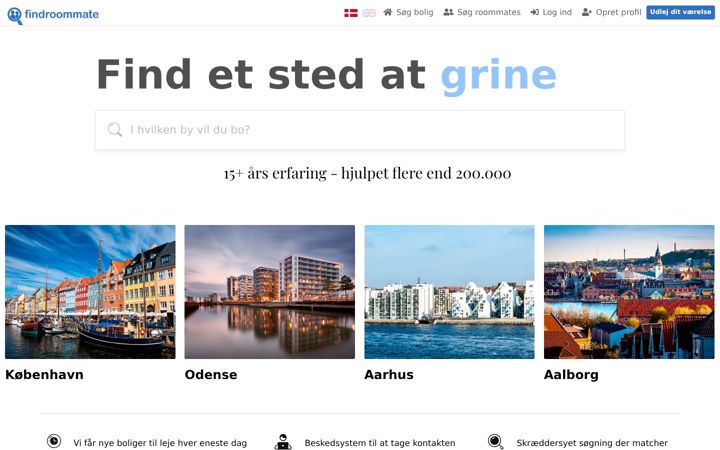 Screenshot of findroommate.dk
